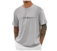 Men's Crew Neck Hipster T Shirt Casual Stylish Fitted Print Tees for Men Breathable Sport T Shirts Moisture Wicking Workout Training Shirts Running Tops T-Shirts (Light Gray,L)