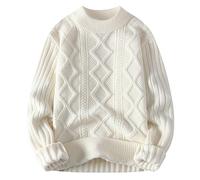 Men's Crew Neck Jumper, Jumpers for Men Uk Winter Knitted Plain Classic Sweater Pullover Thick Warm Long Sleeve Sweatshirt Pullover Sweater Tops for Men Woolen Jumpers Men