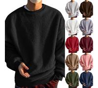 Mens Crew Neck Jumper,Men Sweatshirts Without Hood,Classic Long Sleeve Solid Colors Pullover Round Neck Tops,Winter Warm Base Coat Outdoor Loungewear Daily Activewear For Working/Leisure/House