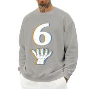 Men's Crew Neck, Loose Fit Pullover, Long Sleeve Sweatshirt, Hand Print, Fall Wardrobe, Travel Essential, Casual Style, Durable Construction,XXL