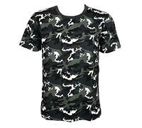 Mens Crew Neck Military Camouflage T-Shirts Army Combat Tee Summer Top Jungle (Military tee - Black Camo, XL)