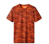 Men's Crew Neck Short Sleeve T-Shirts Casual Slim Fit Lightweight Quick Dry Running Workout Tees Tops Plus Size Orange