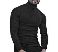 Mens Crew Neck Sweater High Roll Neck Basic Turtleneck Pullover Turtle Neck Ribbed Textured Jumper Pullover Top Casual Jumpers High Roll Neck Knit Sweater