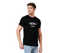 Mens Crew Neck T-Shirt Multiple Print Casual Short Sleeve Relaxed Soft Cotton Lightweight Workwear Boys Undershirts Gym Running Workout Tshirts for Mens Size S to XXL (BTS, Black, XL)