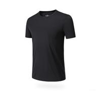 Men's Crew Neck T-Shirt S-XXXL Quick Drying Fabric(Black XXL)