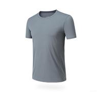 Men's Crew Neck T-Shirt S-XXXL Quick Drying Fabric(Gray M)