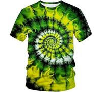 Mens Crew Neck Tie-Dyed T Shirt - Premium Cotton Fitted Tees Casual Stylish Print Shirts Summer Tee Tops Lightweight & Breathable Plain T-Shirts (Black,3XL)