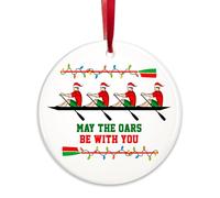 Men's Crew Rowing Christmas Ornament 2024, Boy Rowing Crew Gifts for Lovers Team Fans Athletes Coach, Male Crew Rowing Ceramic Ornaments for Christmas Tree Hanging Decoration, May The Oars Be With You