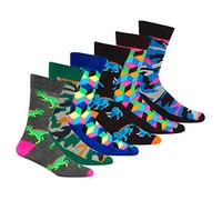 Mens Crew Socks Mid Calf Funky Colorful Funny Cotton Dino Cubes Camo Size 6-11