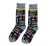 Mens Crew Socks UK Size 6-10 Novelty Design, DIY, Handyman, Motorbikes, Fishing, Octopus, Diggers, Campervans, Retro Football (UK, Numeric, 6, 10, Regular, Regular, Handyman Black Grey)