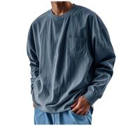 Men's Crewneck Jumper Long Sleeve Lightweight Cotton Pullover Contrast Color Oversize Sweatshirt with Pocket Cable Pattern Pullover Breathable Knitted Sweaters Autumn Gym Tops Size S-4xl A-Blue