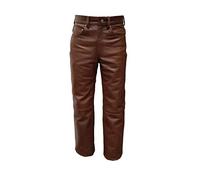 Mens Crocodile Print Brown Leather Jeans - 501 Style Biker Pants for Motorcycle Club, Rugged & Stylish Trouser (UK, Waist & Inseam, 36, 30, Standard, Brown)