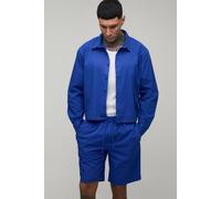 Men's Cropped Boxy Oversized Shirt & Baggy Short Set | Cobalt | Size Small | BOOHOOMAN