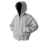 Men's Cropped Zip Hoodie in Architectural Design, Short Cut Hooded Jacket with Oversized Hood, Minimalist Sweatshirt Jacket for Urban Street Style, Style_p02 Gray, M