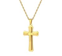 Mens Cross Necklace, Stainless Steel Cross Chain for Men, Cubic Zirconia Cross Crucifix Pendant Necklaces Jewelry Gift Rope Chain 18-24 Inch, 22Inch, Stainless Steel, No Gemstone