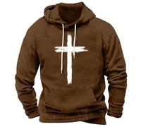 Mens Cross Print Hoodie Casual Faith-Based Pullover Sweatshirt Stylish Christian Graphic Hooded Jumper Comfortable Lightweight Religious-Themed Hoodie Cosy Spiritual Long Sleeve Pullover