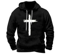 Mens Cross Print Hoodie Casual Faith-Based Pullover Sweatshirt Stylish Christian Graphic Hooded Jumper Comfortable Lightweight Religious-Themed Hoodie Cosy Spiritual Long Sleeve Pullover