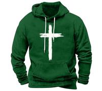 Men's cross print hoodie, casual faith-based pullover sweatshirt, stylish Christian graphic hooded jumper, lightweight religious-themed hoodie, cosy spiritual long sleeve pullover