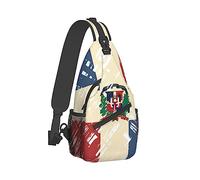 Men's Crossbody Bag Anti Theft Shoulder Backpack, Funny and Durable Chest Bags Compatible with Dominican Republic Grunge Flag for Fishing Cycling Hiking, Lightweight and Large Capacity
