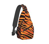 Men's Crossbody Bags, Casual Compatible with Cool Animal Print Tiger Stripes Daypacks for Cycling and Travel, Fashion Sling Shoulder Backpack Square Rucksack with Small Pocket for Key Purse
