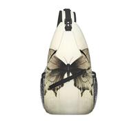 Men'S Crossbody Shoulder Bag, Hiking Backpack, Sports Running, Men'S Chest Bag, Crossbody Bag. Butterfly On The Wing Pattern, Black, One Size
