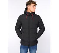 Men's Crosshatch Mid Length Coat Padded Hooded Winter Jacket