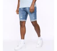 Men's Crosshatch Riptrey Scratch Detail Denim Shorts in Blue