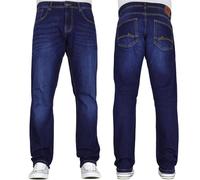 Mens Crosshatch Straight Leg Stretch Classic Regular Fit Essentials Denim Jeans by JEANBASE Dark Wash 40W X 30L