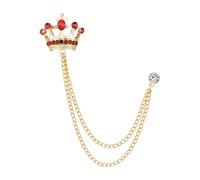Mens Crown Brooch Pin Rhinestone Lapel Pins for Men Metal Tassel Chain Collar Pins Suit Brooch Crown Lapel Pin for Mens Prom Suit Hat Scarf Accessories, S, Metal, no gemstone