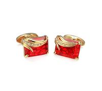 Men's Crystal Glass Cufflinks, Square Dome Design, Wedding Groom Accessories ,Titanium Plated,One Size