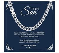 Mens Cuban Chain - Silver Chain Necklace Gifts from Mum & Dad for Son's Birthday, Graduation - I Love You Jewellery Present from Mother & Father