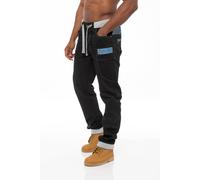 Mens Cuffed Fit Denim Jeans | Enzo Designer Menswear - Black Coated / 38W / Regular (32")