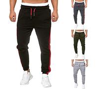 Mens Cuffed Track Pants Side Stripe Joggers Mens Tapered Leg Athletic Trousers Elasticated Waist Tracksuit Bottoms Patchwork Yoga Trousers Gym Training Pant With Drawstring Leisure Sports Pants