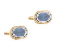 Men's Cufflink Set, Rectangular Gold Embossed Blue Background Retro Cufflinks, Paired with Gift Boxes, Suitable for Formal Occasions Such as Weddings, Parties, Business, Birthdays, Anniversaries, etc
