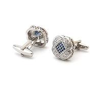 Men's Cufflink Set, Silver with Blue Zircon Cufflinks, Paired with Gift Box, Suitable for Formal Occasions Such as Weddings, Parties, Business, Birthdays, Anniversaries, etc. Add Color to Your Attire.