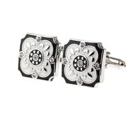 Men's Cufflink Set, Square Black and White Retro Carved Crystal Cufflinks, Paired with Gift Boxes, Suitable for Formal Occasions Such as Weddings,Parties,Business,Birthdays,Anniversaries, etc. as