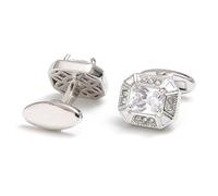 Men's Cufflink Set, White Rectangular Crystal Cufflinks, Paired with Gift Boxes, Suitable for Formal Occasions Such as Weddings, Parties, Business, Birthdays, Anniversaries, etc. As Accessories and