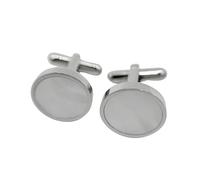 Men's Cufflinks 316L Stainless Steel Silver and Pearl, Birthday Day Men's Jewellery Gift For Men Round Add Personalised Message Gift for Him (Pearl-Stainless Steel)