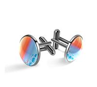Men's Cufflinks, Blue Orange Gradient Bubble Cuff Links for Men, Classic Cufflinks Black for Suit Shirt Wedding Business Birthday Jewelry Gift