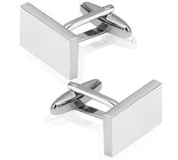 Men's Cufflinks Classic Rectangle Cufflinks for Men Stainless Steel Silver Cuff Links Mens New Year Gift for Groom Father Boss Boyfriend Husband Suit Shirt Wedding Plectrum Business Graduation Shirt