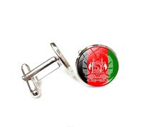 Men's Cufflinks,Fashion Afghanistan National Flag Pattern Shirt Accessories Jewelry, Round Shirt Cuff Links for Father Husband Boyfriend Business Gift