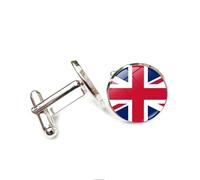 Men's Cufflinks,Fashion Britain National Flag Pattern Shirt Accessories Jewelry, Round Shirt Cuff Links for Father Husband Boyfriend Business Gift