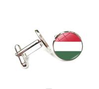 Men's Cufflinks,Fashion Hungary National Flag Pattern Shirt Accessories Jewelry, Round Shirt Cuff Links for Father Husband Boyfriend Business Gift