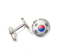 Men's Cufflinks,Fashion Republic of Korea World Cup Flag Pattern Shirt Accessories Jewelry, Round Shirt Cuff Links for Father Husband Boyfriend Business Gift