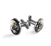 Men's Cufflinks, Halloween Zombies Skulls Print Flower Cuff Links for Men, Classic Cufflinks Black for Suit Shirt Wedding Business Birthday Jewelry Gift