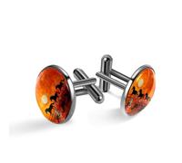 Men's Cufflinks, Horse Runs on Sunrise Sea Print Flower Cuff Links for Men, Classic Cufflinks Black for Suit Shirt Wedding Business Birthday Jewelry Gift