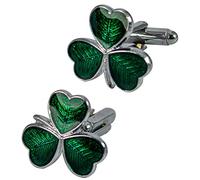 Mens Cufflinks Irish Shamrock 3 Leaf Clover, Irish, Enamel Green Formal Wear, Weddings
