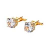 Men's Cufflinks Light Luxury Large Zircon Gold Square Shirt Jewelry(GOLD 1PC)