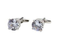 Men's Cufflinks Light Luxury Large Zircon Gold Square Shirt Jewelry(SILVER 1PC)