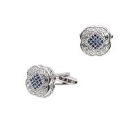 Men's Cufflinks Luxury Inlaid With Blue Zircon Square Silver Button Jewelry